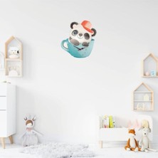 About The Perfect Sevimli Panda Tasarımlı Çocuk Odası Duvar Saati, Mavi Renkli, Eğlenceli ve Şık Tasarım