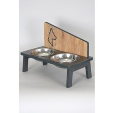 Geniş Ahşap ve Çelik Köpek Mama ve Su Kabı, Sağlam ve Şık Tasarım