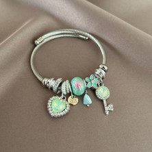 Yeşil Kalp Charm Bileklik