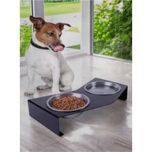 Büyük Irk Metal Mama Kabı Standı, Siyah, Dayanıklı ve Şık Tasarım