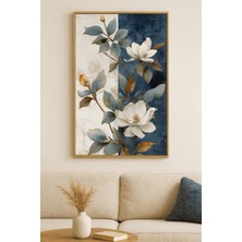 Fleur De Minuit - Gerçek Cama Baskı Gold Alüminyum Metal Çerçeveli Tekli Modern Tablo