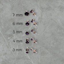 925 Ayar Gümüş Zirkon Mistik Topaz Taşlı Yuvarlak Küpe ( 1 Çift )