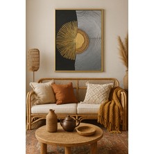 Zamanın Izleri - Gerçek Cama Baskı Gold Alüminyum Metal Çerçeveli Tekli Modern Tablo