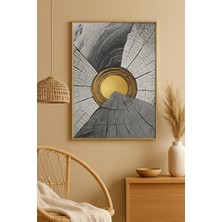 Doğanın Kalbi - Gerçek Cama Baskı Gold Alüminyum Metal Çerçeveli Tekli Modern Tablo