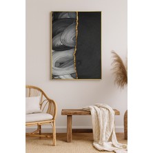 Altın Iz - Gerçek Cama Baskı Gold Alüminyum Metal Çerçeveli Tekli Modern Tablo