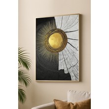Altın Işık - Gerçek Cama Baskı Gold Alüminyum Metal Çerçeveli Tekli Modern Tablo