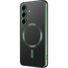 Samsung Galaxy S25 Plus Kılıf Kamera Lens Korumalı Renkli Magsafe Şeffaf Silikon Yeşil