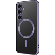 Samsung Galaxy S25 Plus Kılıf Kamera Lens Korumalı Renkli Magsafe Şeffaf Silikon Derin Mor