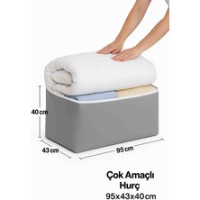 Bamer Home Tekstil 4'lü Karışık Renk Kumaş Hurç Seti - Mega Boy 95X43X40 Cm-Yorgan Kıyafet Saklama