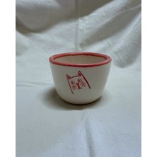 Arche Ceramic El Yapmı Seramik Kupa - Cat Face - Pembe - 180 ml - Tekli