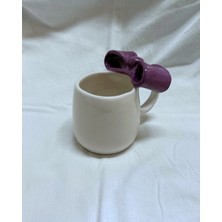 Arche Ceramic El Yapmı Seramik Kupa - Büyük Kurdele - Mor - 230 ml - Tekli