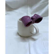Arche Ceramic El Yapmı Seramik Kupa - Büyük Kurdele - Mor - 230 ml - Tekli