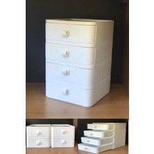 About The Perfect Beyaz 4'lü Çekmeceli Takı ve Kozmetik Düzenleyici, Ofis Masa Organizer