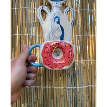 Arche Ceramic El Yapmı Seramik Kupa - "donut" - Yuvarlak Şekilli Kupa - 220 ml - Tekli