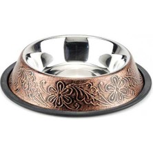 64OZ Bakır Kaplama Desenli Çelik Mama Kabı, Sağlam ve Şık Tasarım