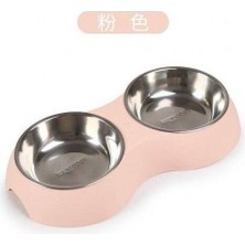Pembe Melamin ve Çelik Mama Kabı Takımı, Sağlıklı ve Şık Ikili Set