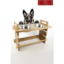 Büyük Irk Köpekler Için Ahşap ve Metal Mama ve Su Kabı Seti