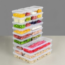 23 Parça Şeffaf Kapaklı Mikrodalga Uyumlu Saklama Kabı Seti - Organizer Düzenleyici Gıda Erzak Kabı