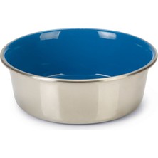 Paslanmaz Çelik Köpek Mama ve Su Kabı, Mavi Iç, 16CM, 940ML