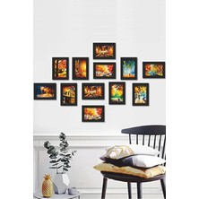 12'li 15X10 cm Mdf Lazer Kesim Resim Çerçevesi Siyah, Şık ve Zarif Tasarım