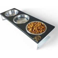 Yükseltilmiş Çelik Kedi ve Yavru Köpek Kaseleri, 10° Eğim, Beyaz, Sağlıklı ve Şık Tasarım