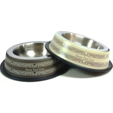 Işleme Desenli Paslanmaz Mama Kabı 18 Cm, Turuncu, Şık ve Dayanıklı Tasarım