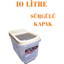 10 Litre Büyük Boy Şeffaf Sürgülü Kapaklı Saklama Kabı | Hava Almayan Erzak, Kuru Gıda, Bakliyat, Un, Pirinç Depolama Kutusu | Mutfak ve Kiler Düzenleyici