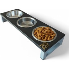 Yükseltilmiş Çelik Kedi ve Köpek Kaseleri, 10° Eğimli, 3'lü Set, Konforlu ve Pratik Kullanım