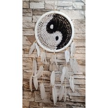 Renkli Makrome Dreamcatcher, Yin Yang, Kuş Tüyü Duvar Süsü Elişi