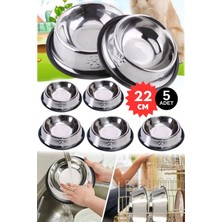 Şık 22 cm Paslanmaz Çelik Kaydırmaz Kedi Mama Kabı, Modern ve Kullanışlı Tasarım