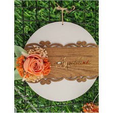 Turuncu Kuru Çiçekli Kapı ve Duvar Süsü Hoşgeldiniz Yazılı