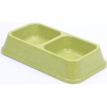 Yeşil ve Sarı Renkli Ikili Mama ve Su Kabı, 670 Ml, Şık ve Kullanışlı Set