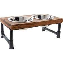 Siyah Renkli Modern Boru Kedi ve Köpek Mama Standı, Şık ve Dayanıklı Tasarım