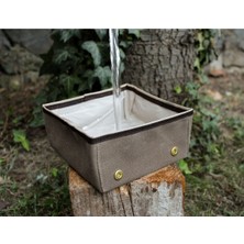 Kahverengi Katlanabilir Köpek Mama ve Su Kabı 14X14X7CM 1000ML