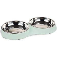 Paslanmaz Çelik Kedi Kabı, Mint, 35X18X3CM, 2X420ML, Ikili Set