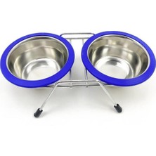 Krom Kaplı Çiftli Mama Kabı 64 Oz, Sağlam ve Şık Tasarım