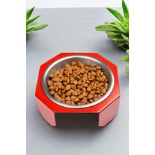 Kırmızı Büyük Mama Kabı Standı, Dayanıklı ve Şık Tasarım.