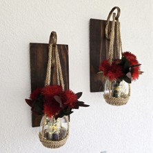 Renkli Deniz Yosunu Çiçekli LED Aplik Ikili Set, Duvar Dekoru