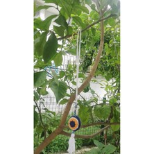 Mavi El Örgüsü 2 Adet Dekoratif Nazar Boncuğu Ağaç ve Duvar Süsü