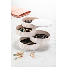 About The Perfect Çizgili 4 Katlı Dönebilen Ekru Silindir Takı Organizeri FMA08484