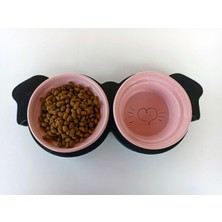 Pembe Köpek Mama ve Su Kabı, Şık ve Pratik Tasarım, Kedisiz Kullanıma Uygun.