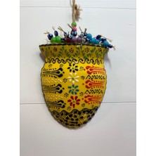 Sarı Seramik Saksı ve Duvar Dekoru, Nazar Boncuklu, Balkon ve Hediye Seçeneği