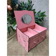 About The Perfect Pembe Ahşap 4 Bölmeli Şık Takı Saklama Kutusu