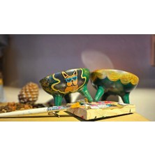 El Yapımı Çok Renkli Seramik Mama ve Su Kabı Çift Seti