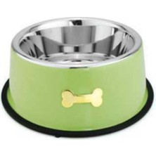 Çelik Kemik Desenli Mama ve Su Kabı 950ML, Yeşil Renkli, Sağlam ve Şık Tasarım