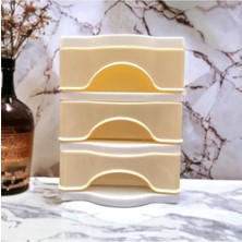 About The Perfect 3 Çekmeceli Masa Üstü Organizer, Sert Plastik, Sarı ve Beyaz Renkli, Pratik ve Şık