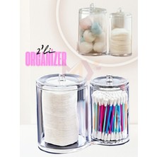 About The Perfect Beyaz 2'li Kapaklı Birleşik Pamuk Çubuğu Organizeri, Banyo ve Makyaj Düzenleyici