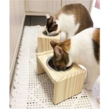 Doğal Ahşap Tek Gözlü Mama ve Su Kabı, Kahverengi, Sağlıklı ve Şık Tasarım