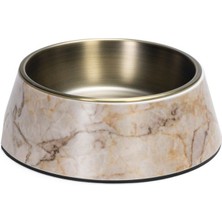 Çok Renkli, Paslanmaz Çelik Köpek Mama ve Su Kabı, Mermer Görünümlü, 22CM, 700ML