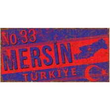 Mersin Şehir Haritalı Retro Levha, Uv Baskılı Alüminyum Duvar Dekoru